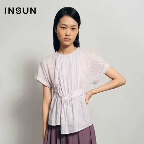 恩裳夏季不规则花边感修身显瘦衬衫薄款图片