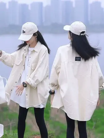 薄款休闲外套女春秋新款2023爆款欧货宽松百搭小个子开衫衬衫上衣商品大图