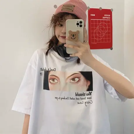 纯棉短袖t恤女夏2021新款宽松韩版半袖设计感小众港风上衣服ins潮商品大图