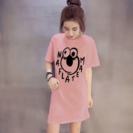 2023年春夏季新款大码女装短袖t恤纯棉宽松中长款胖mm显瘦上衣潮商品大图