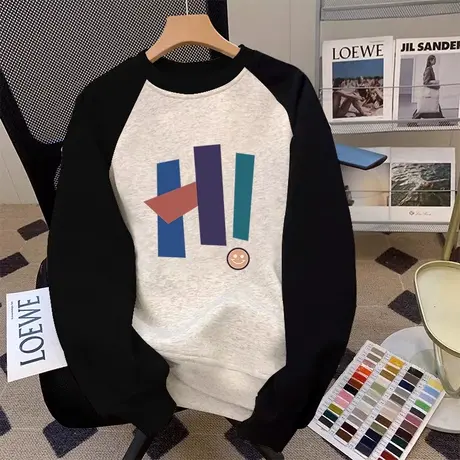 慵懒风长袖卫衣女chic秋冬复古卡通上衣ins潮牌大码加绒别致外套图片