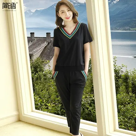 简涵贵夫人高端大码显瘦套装胖MM洋气减龄两件套商品大图