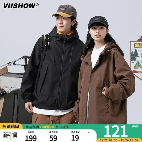 VIISHOW冲锋夹克外套男秋季日系复古潮牌痞帅宽松工装夹克青少年商品大图