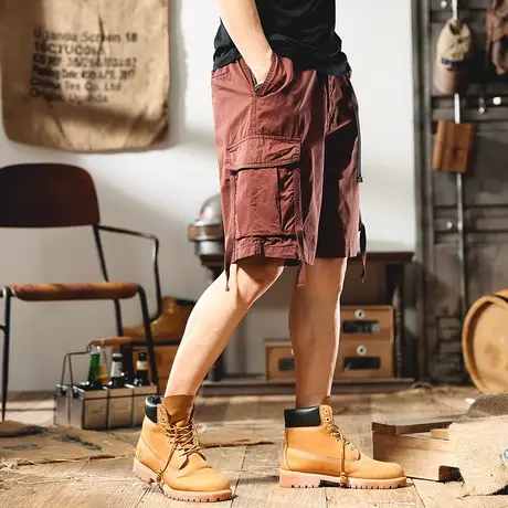 美式潮牌工装短裤男宽松大码中裤2023新款夏季潮流休闲直筒五分裤商品大图