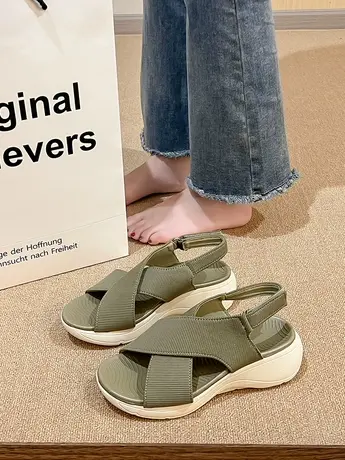 夏季时尚厚底坡跟中年妈妈鞋凉鞋女外穿轻便防滑软底孕妇鞋女鞋子商品大图