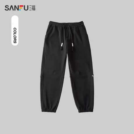 三福2023冬男士重磅绣花分割抽绳休闲裤 宽松橡筋卫裤男479625商品大图
