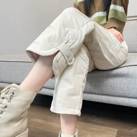 冬款直筒羽绒裤女2023新款外穿东北防寒裤零下白鸭绒休闲高腰显瘦商品大图