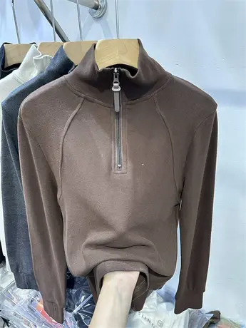 欧货半拉链立领长袖双面德绒打底衫女2023秋冬新款百搭针织衫上衣商品大图