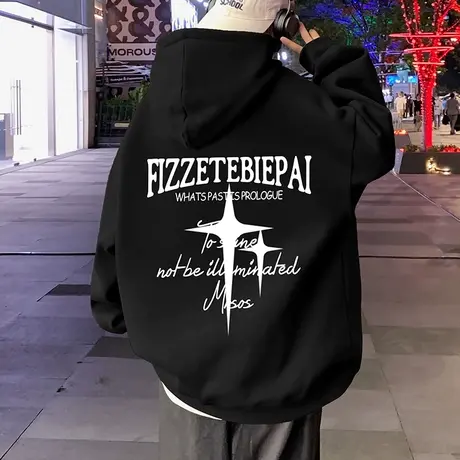 连帽卫衣男秋冬季美式高街上衣潮牌情侣装高级感衣服重磅帽衫外套商品大图