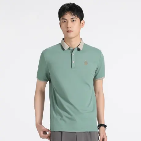 高端商务polo衫男士短袖2025新款潮流T恤男春夏季冰丝薄男装上衣商品大图