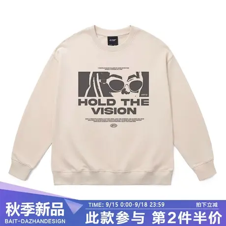 欧美抽象印花情侣卫衣oversize春秋款简约人像薄款圆领无帽上衣男商品大图