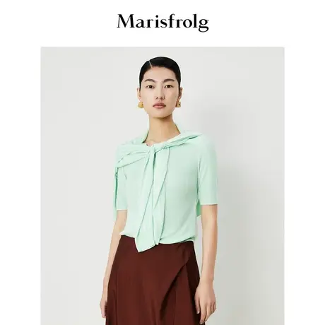 【真丝轻工艺】玛丝菲尔2023年夏季新款桑蚕丝截短式修身针织衫商品大图