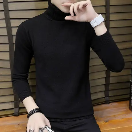 半高领毛衣男士韩版个性针织衫加厚冬长袖纯色小中领打底衫男潮流商品大图