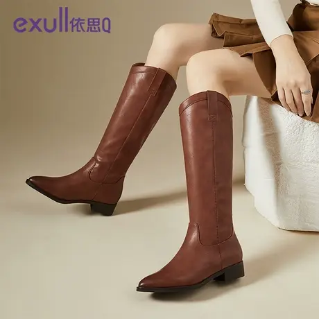 exull/依思Q靴子女2023新款秋冬长靴小个子女靴厚底长筒靴骑士靴商品大图