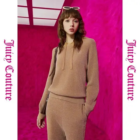 Juicy Couture橘滋秋女女装年新款杏仁果刺绣连帽女式针织衫商品大图