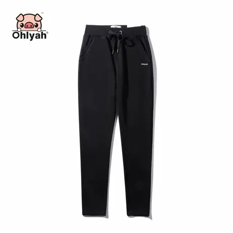 Ohlyah裤子女2023新款运动休闲宽松小脚口黑色情侣装学生团队长裤商品大图