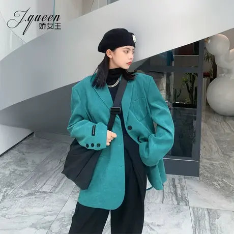 西装外套女秋季港味复古宽松休闲廓形时髦洋气高级感英伦风小西服图片