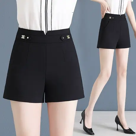 2023新款黑色休闲短裤女夏季高腰显瘦a字裤小个子打底外穿裤子潮商品大图