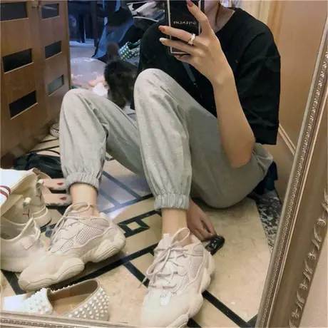 束脚裤女夏秋韩版cec学生运动薄款灯笼裤高腰冬季加绒宽松休闲裤商品大图