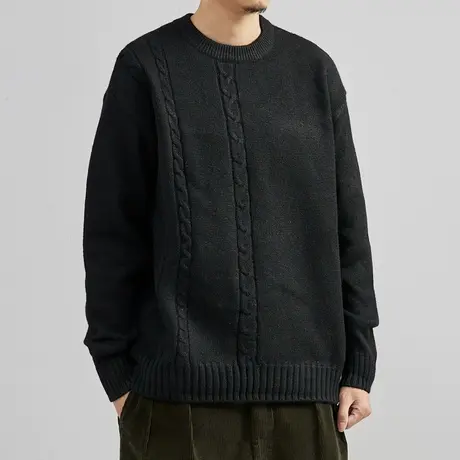 奕飏粗针麻花加厚毛衣男士2022冬季潮流宽松针织衫慵懒风韩版毛衫图片