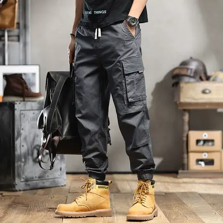 2022新款机能工装裤男春夏多口袋伞兵裤ins潮运动休闲百搭束脚裤商品大图