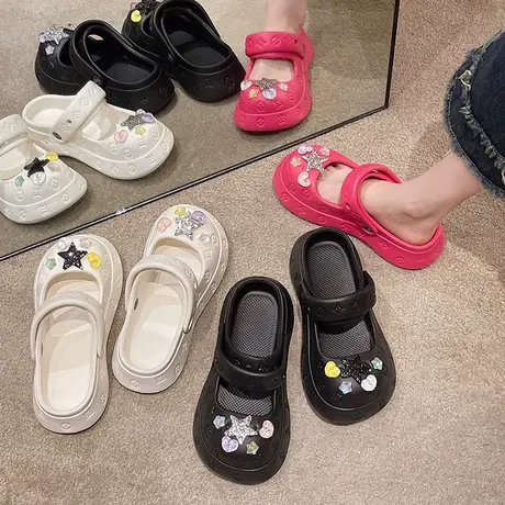 包头懒人半拖鞋女踩屎感夏季新款2023舒适百搭软底一鞋两穿凉鞋潮商品大图