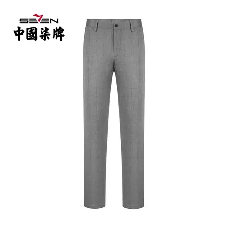 柒牌男装清仓休闲裤商务时尚格纹长裤夏季青年纯色百搭弹力直筒裤图片