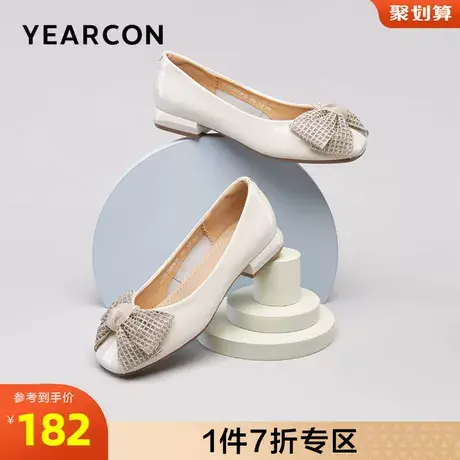 意尔康女鞋官方旗舰店单鞋女浅口百搭蝴蝶结一脚蹬婆婆鞋豆豆鞋商品大图