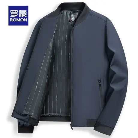 罗蒙夹克男士棒球领商务休闲2024春季简约舒适易打理百搭短款外套商品大图