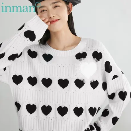 茵曼针织衫毛衣女春秋宽松2022新款法式温柔上衣早秋季复古慵懒风商品大图