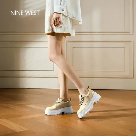 Nine West/玖熙厚底增高松糕鞋女2025夏季新款复古牛津鞋运动休闲图片