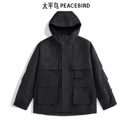 【断码钜惠】太平鸟男装 潮流工装户外机能风连帽夹克男B2BCD4321图片