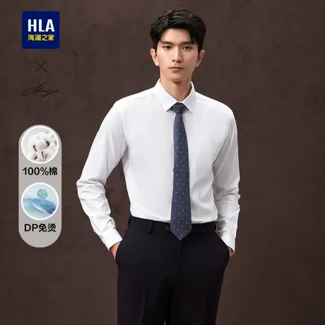 HLA/海澜之家轻商务衫及系列长袖正装衬衫25春季新纯棉免烫衬衣男图片