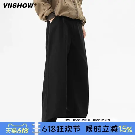 VIISHOW美式高街纯棉2025新款宽松休闲弯刀裤潮牌百搭直筒阔腿裤商品大图