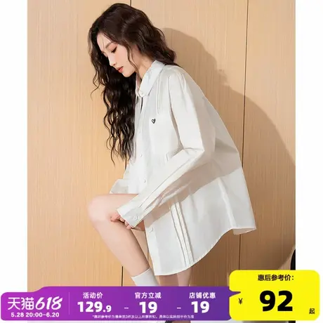 唐狮2025春夏新款衬衫女长袖白衬衫宽松内搭甜美学院风外套小个子商品大图