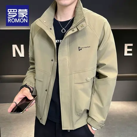 罗蒙男士外套2025新款休闲上衣运动男装春秋季立领时尚百搭夹克男商品大图