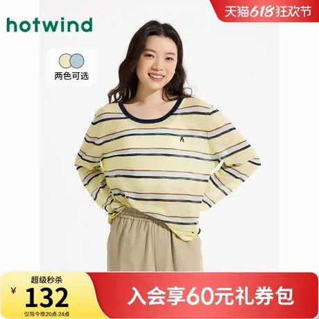 热风打底衫2025年夏季新款女士条纹针织衫多巴胺韩版微透内搭上衣商品大图