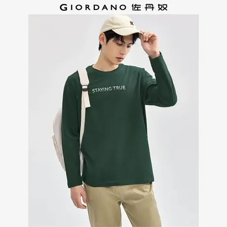 佐丹奴T恤男装纯棉立体双色刺绣针织圆领长袖T恤 01024841商品大图