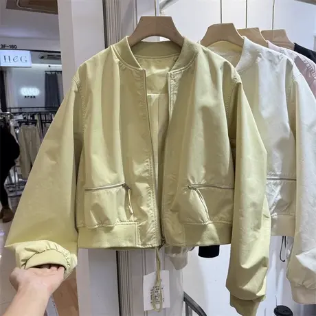 小个子短款夹克上衣女2025春季新款时尚休闲百搭设计感棒球服外套图片