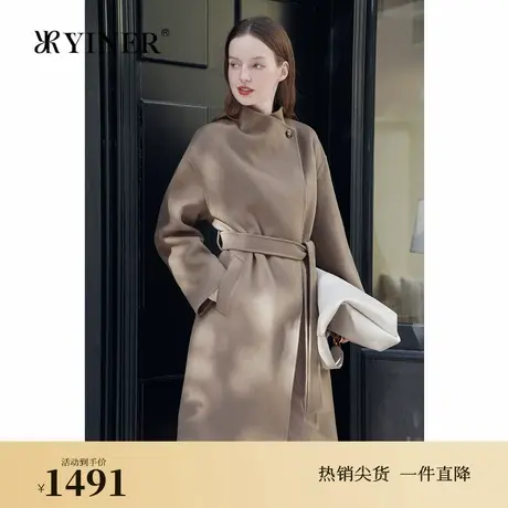 【绵羊毛+山羊绒】YINER音儿专选2024冬新款安可拉双面呢大衣外套图片