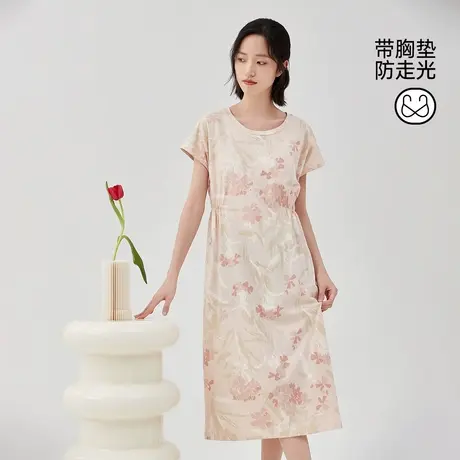 顶瓜瓜睡裙女款2024新款夏款顶呱呱减龄女士纯棉BRA-IN圆领家居裙商品大图