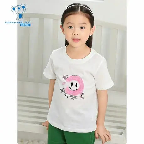 DQ真维斯童装2025夏季新款女童圆领棉质印花短袖T恤上衣图片