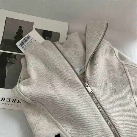 立领半拉链卫衣女2022年新款早春秋薄款宽松韩版美式高街上衣外套商品大图