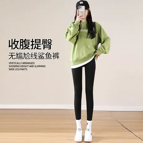 鲨鱼裤女外穿2025新款春秋冬高腰收腹提臀健身瑜伽紧身保暖打底裤商品大图