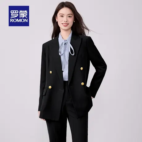 罗蒙女士单西外套2025秋季新款修身通勤气质西服纯色百搭职业工装商品大图