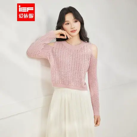 IEF/爱依服2025秋季新款法式甜美温柔小女人气质百搭亮片毛织上衣商品大图