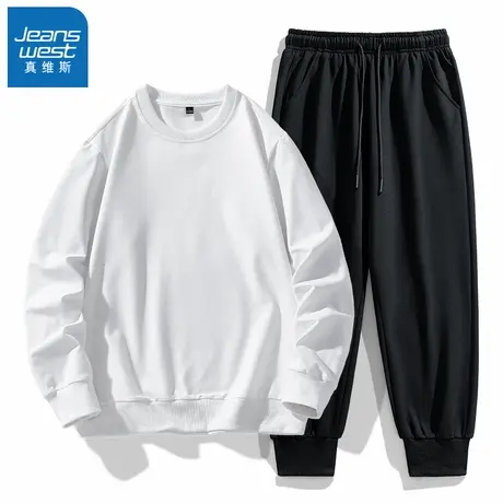N5真维斯圆领卫衣套装男2025新款秋季运动休闲男士春秋两件套衣服商品大图
