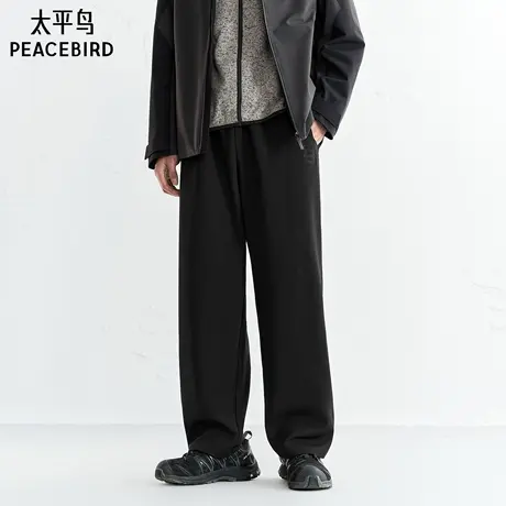 【商场同款】太平鸟男装 2025年冬季新款黑色直筒休闲裤B2GMF4142商品大图