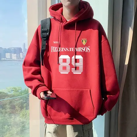 卫衣男春秋季新款套头宽松上衣美式运动休闲重磅纯棉帽衫大码外套商品大图