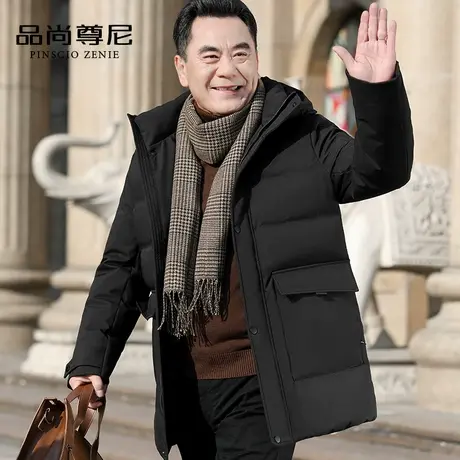爸爸冬装羽绒棉服外套脱卸帽大口袋加厚保暖棉衣男士中老年人棉袄商品大图